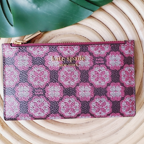 🆕 Kate Spade Garnet Rose Spade Flower Small Slim Bifold Wallet - Picture 1 of 4